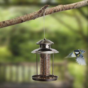 Kingfisher Pewter Effect Lantern Seed Feeder