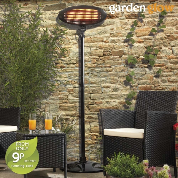 Garden Glow 2000W Floor Standing Patio Heater - Black