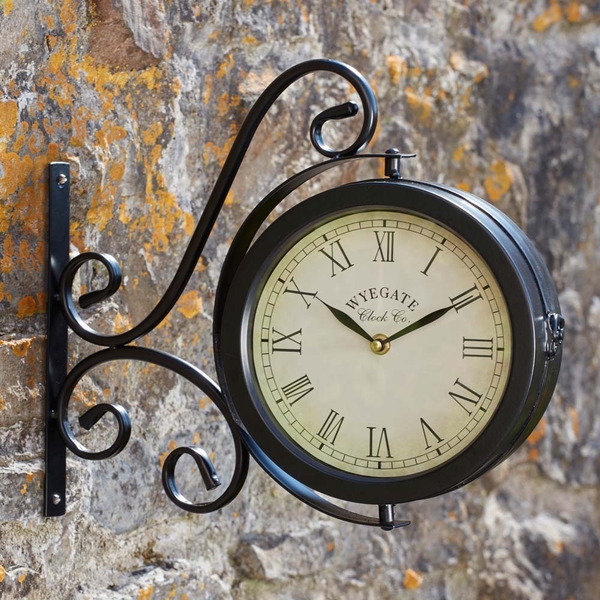 Wyegate Dual-sided Swirl Garden Clock and Thermometer