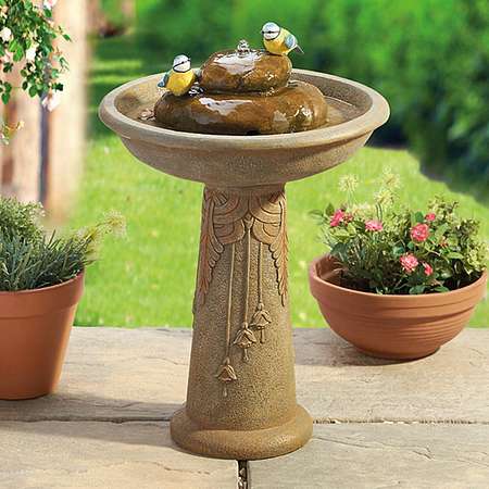 bird fountain bath ornamental happy water