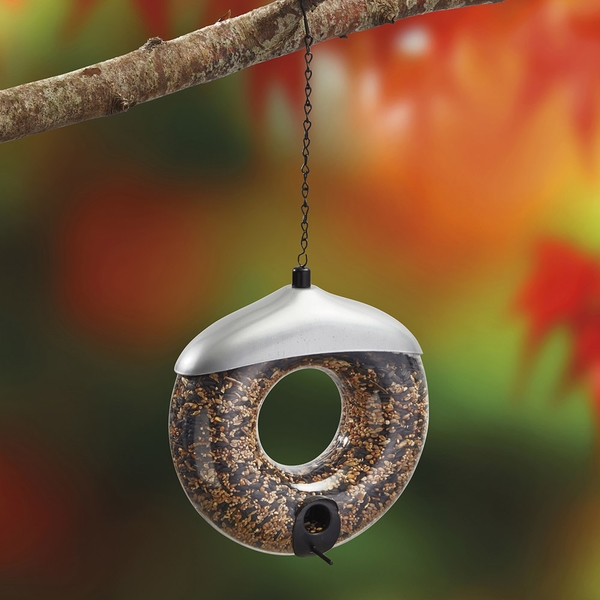 Kingfisher Deluxe Polished Steel Donut Seed Feeder