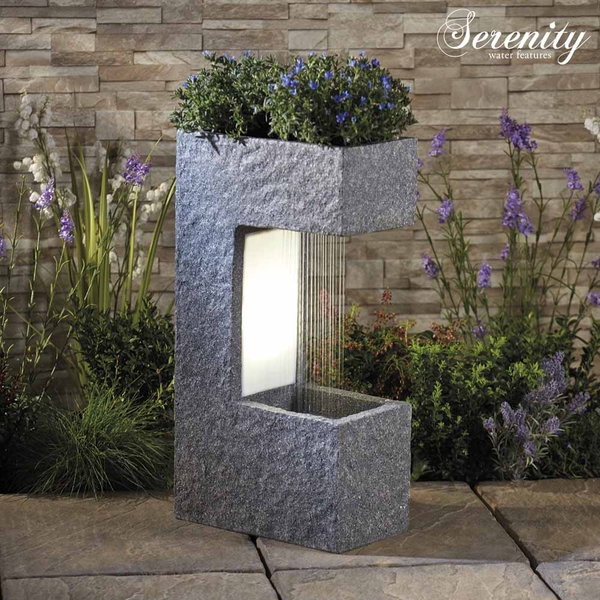 Serenity Modern Rainfall Water Feature with Planter