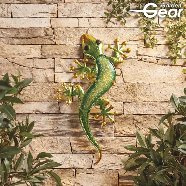 Garden Gear Metal and Glass Gecko Wall Art