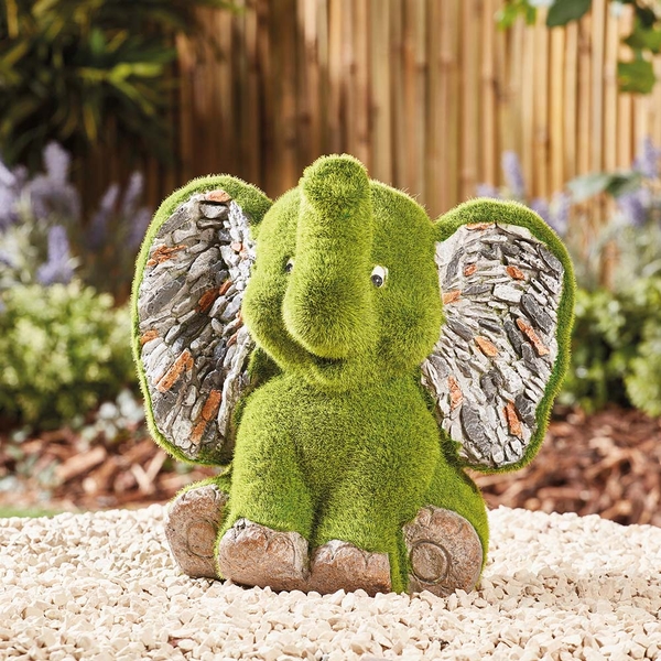 Garden Gear Flocked Effect Elephant Garden Ornament
