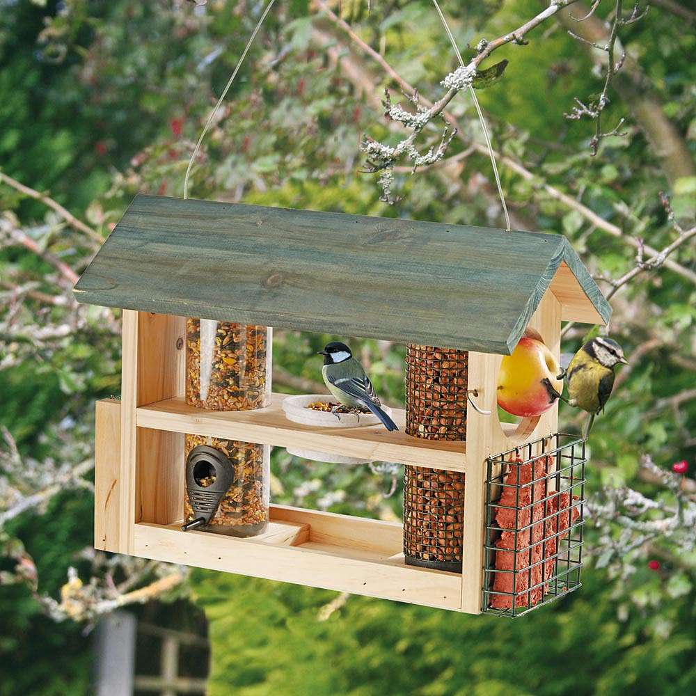 Wooden Bird Feeder Station | Happy Beaks