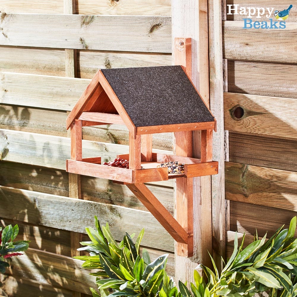 Wall Mounted Wooden Bird Table Happy Beaks